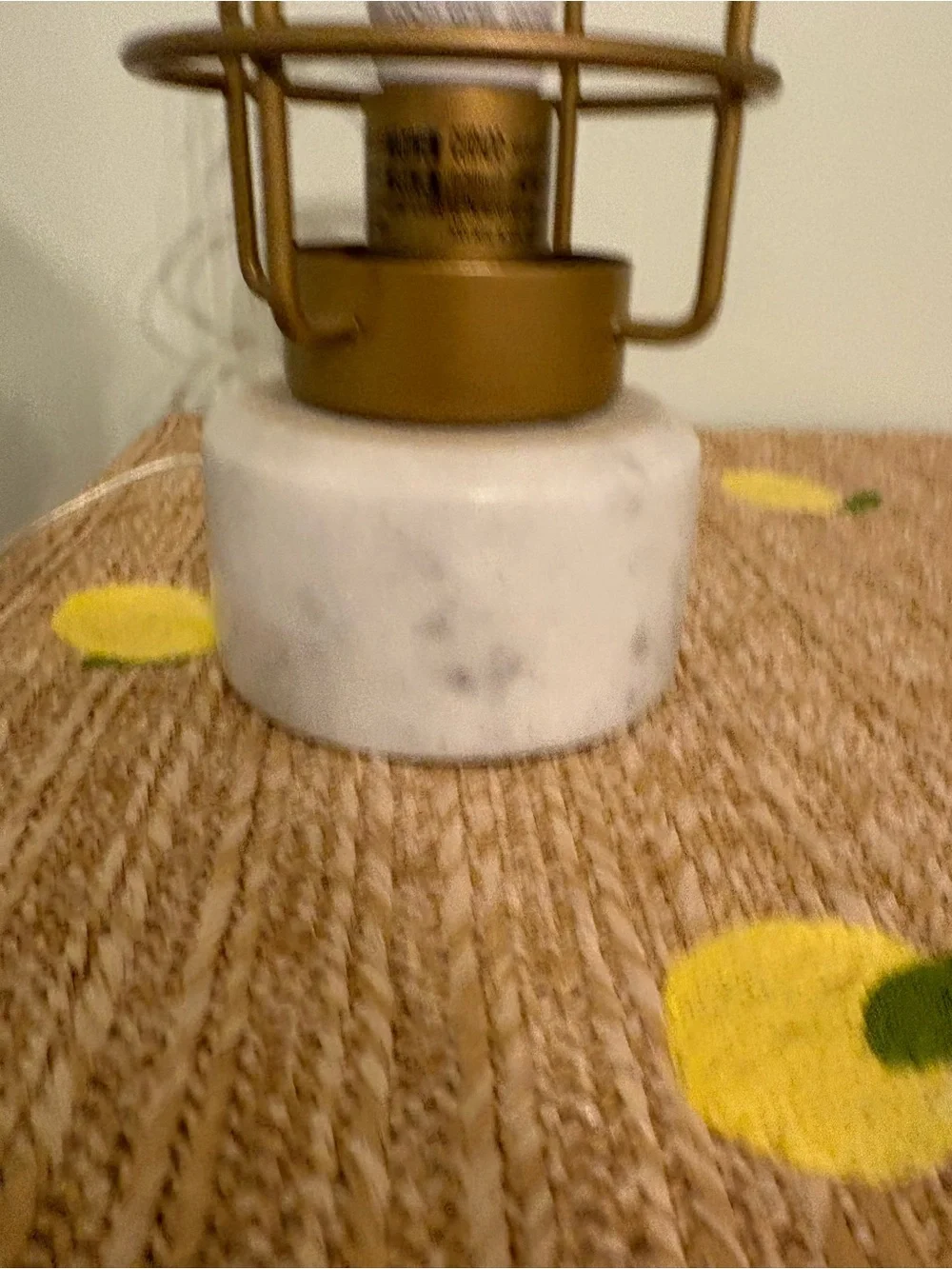 Handsome Industrial Desk Lamp Gold Wire Cage Guard Faux Marble Base Accent Light